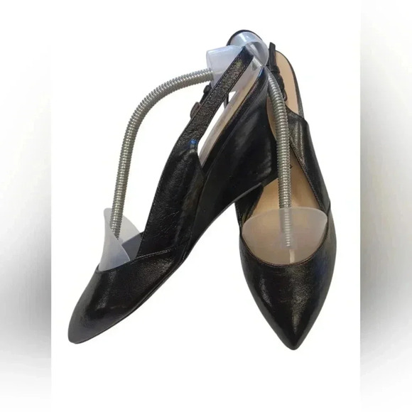 Franco  Sarto Black Leather Slingback Wedge Shoes Size 7.5M - Picture 1 of 8